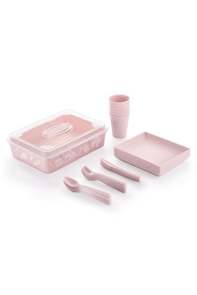 DEMPA Pink 6-Person 32 Piece Picnic Set with Bag