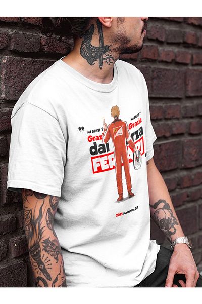 ZEPSTORE Λευκό μπλουζάκι της σειράς ραδιοφώνου Sebastian Vettel