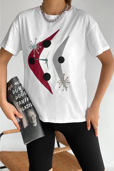 FEMELLE Tricou de damă cu gât cu imprimeu Noul sezon