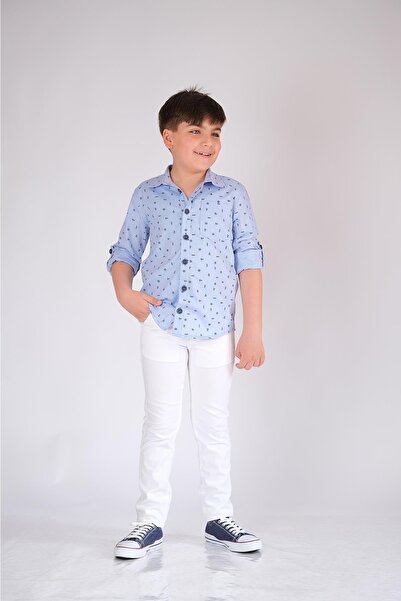 Taygoo Pamuk Gömlek Uzun Kol Mavi Punky Animals 2022-b-0002