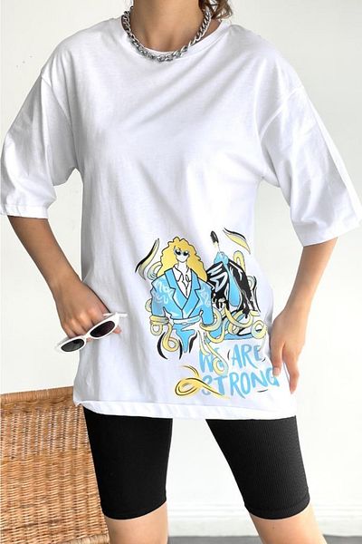 FEMELLE Tricou din bumbac imprimat We Are Strong pentru damă