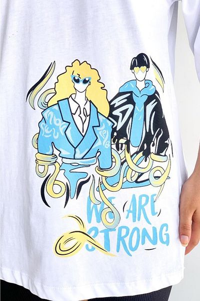 FEMELLE Tricou din bumbac imprimat We Are Strong pentru damă