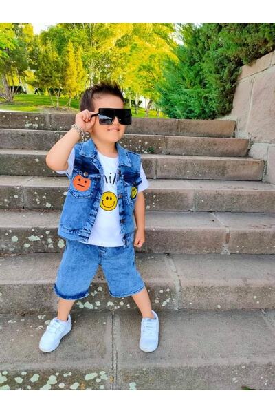 ELISHA Boy's Denim Shorts Vest 3 Piece Set