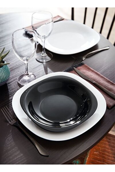 Luminarc Carine 8 Parça 4 Kişilik Yemek Takımı.beyaz 27 Cm.servis & Siyah 21 ...