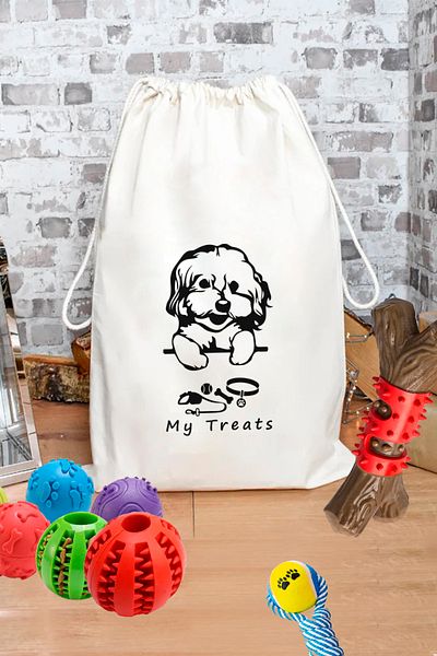 kesesepeti Washable Various Patterned 100% Cotton Dog Storage and Food Organizer Bag - Organizer | perro
