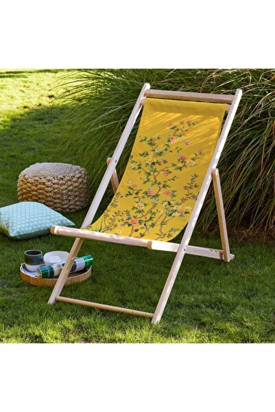 Adawall Sarı Bahçe Katlanabilir Şezlong