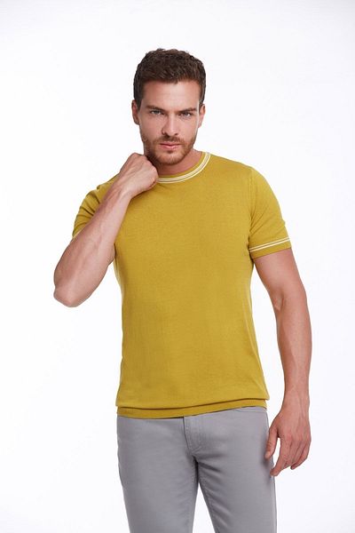 Hatemoğlu Πλεκτό μπλουζάκι Safran Regular Fit Plain Crew Neck