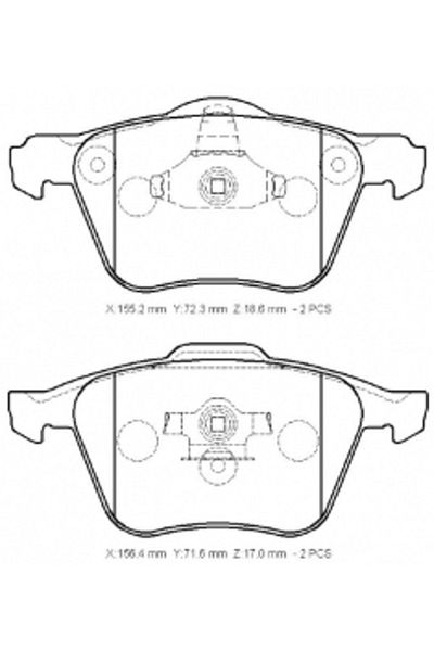 oto yedekcim V70- 00/04 Front Brake Pad (Without Wire) (Disk) (155,2X72,3X18,6/15 6,4X71,6X17) 274285