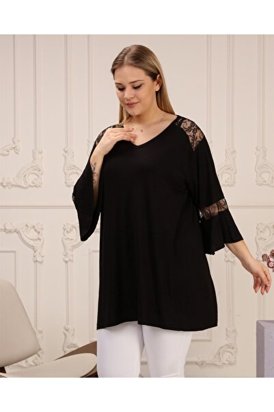 EMEZ Black Lace Detailed Blouse