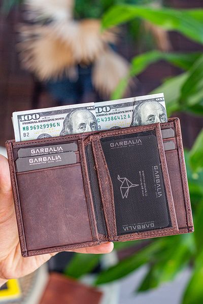 Garbalia Ανδρικό πορτοφόλι Franklin Genuine Leather Polite Crazy Brown