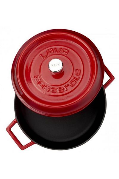Lava Trendy Cast Iron 24cm Red Flat Pot