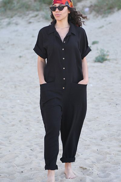 Catz Clothes Boho Black Şile Cloth Jumpsuit