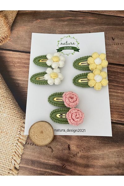 NATURA DESİGN Ανοιξιάτικα Χρώματα Πλεκτό Σετ αγκράφα Daisy Rose