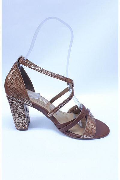 Mira Deri Genuine Leather Banded Tan Crocodile Print Women's Shoes Maıa 2405