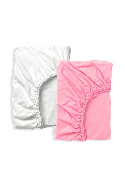 Babynia Lenjerie Copii Bumbac 90x190 (2 Bucuri) Alb Si Roz