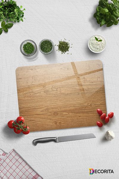 Decorita Glass Cutting Board - Glass Cutting Board |   Retro Wooden Look |   30cm X 40cm