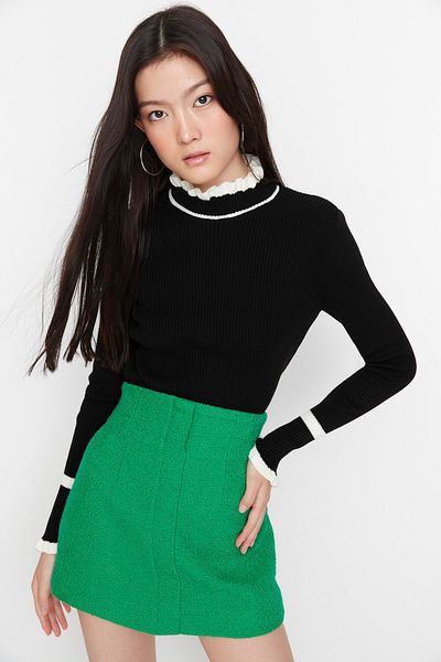 Trendyol Collection Pulover de tricotaje blocate de culoare neagră TWOAW22KZ1250