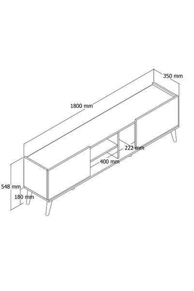 Mezza 1350 Lotus 180 Cm (AHŞAP AYAKLI) Tv Ünitesi Sepet Rengi