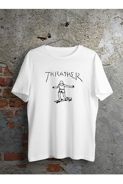 venüsdijital Λευκό μπλουζάκι κανονικής εφαρμογής Thrasher Design