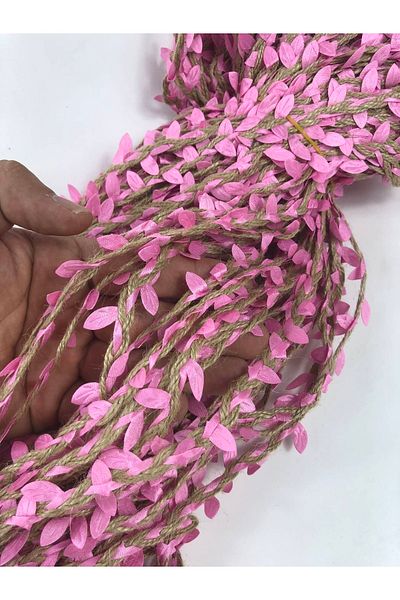 Hobigram زخرفة زخرفية شريط ورق من الخوص الوردي بطول 5 متر