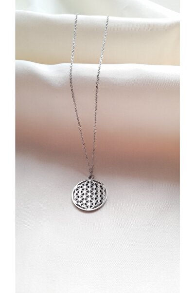 nilüfer takı tasarım Flower of Life Silver Color Steel Necklace