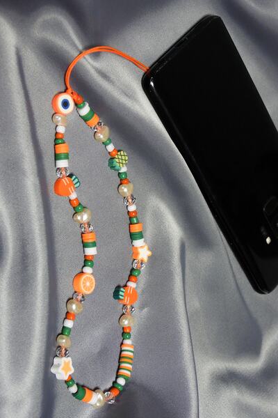 Karlay Turuncu Renkli Boncuk Silikon Telefon Ipi Phone Charms
