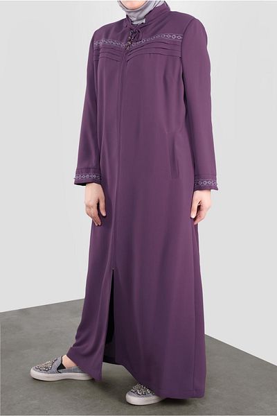 TRENDTESETTÜR Γυναικείο Μωβ (VIOLET) Κεντημένο Παλτό με φερμουάρ 10221