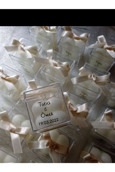 GMAHOMEE Mika Kutulu Kurdelalı Mini Bubble Mum 10 Adet