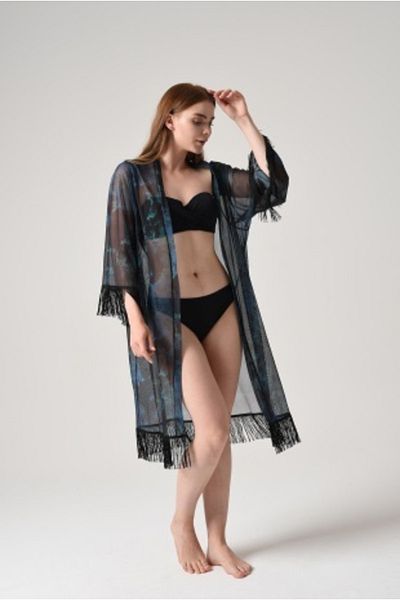 Bolder Φούστα με μοτίβο Evelyn Blue Tie Dye Φούστα με φούντες παραλίας