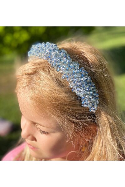 QUEEN AKSESUAR Πολυτελής μπλε κρυστάλλινη διαφανής πέτρα Γυναικεία κορώνα νυφ...