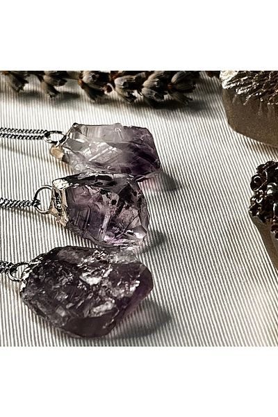 kozmozshop Raw Amethyst Natural Stone Necklace