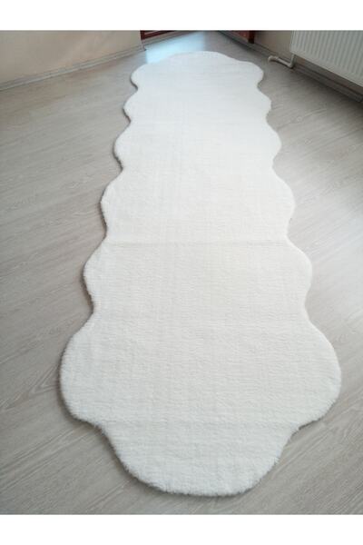 Sarar Irem Tavşan Tüylü Çift Başlı Beyaz Peluş Halı 120x180