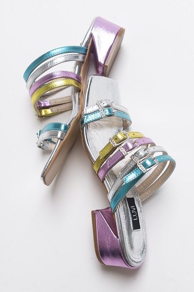 Luvi Jazz Silver Multi Women's Heeled Slippers