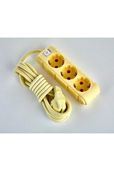 UFO 3lü 3 m Sarı Topraklı Kablolu Anahtarlı Grup Priz Renkli Uzatma Kablosu