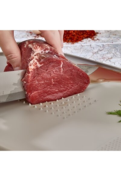 Poomy لوح تقطيع بني مائل غير قابل للانزلاق - مقشرة اللحوم والثوم