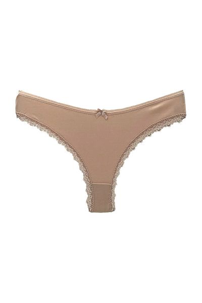 HNX Brown Cotton Leg and Waist Sur Lace Brazilian Women's Panties