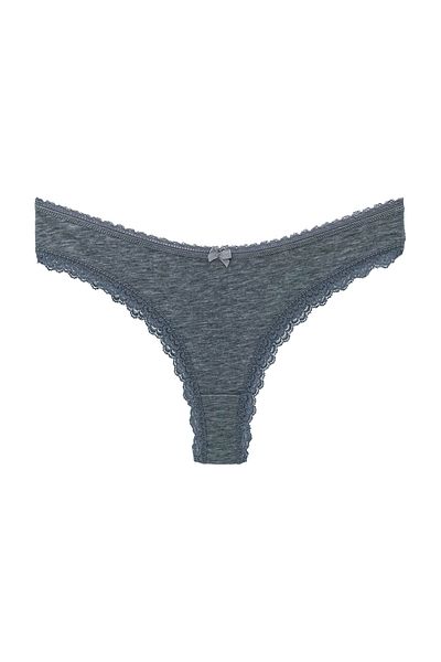 HNX Gray Cotton Leg and Waist Sur Lace Brazilian Women's Panties