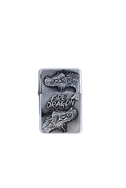 Atomic Benzinli Çakmak 2 Fire Dragon Silver