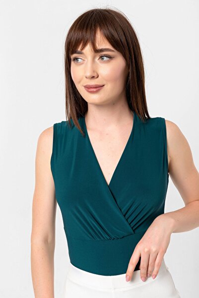 Laranor Σμαραγδένιο πράσινο διπλό γιακά μπλούζα και κορμάκι