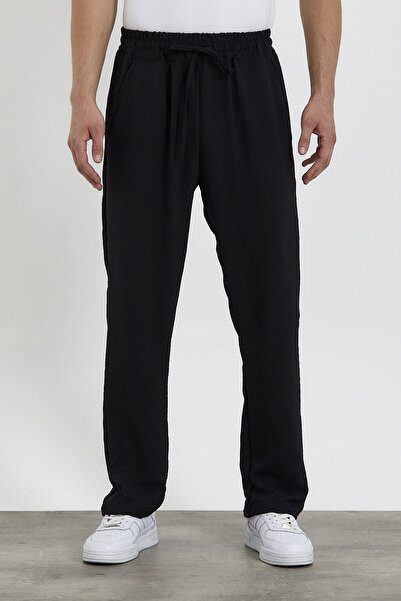 Genel Markalar Oversize Siyah Aerobin Yazlık Ince Salaş Alt Jogger Pantolon