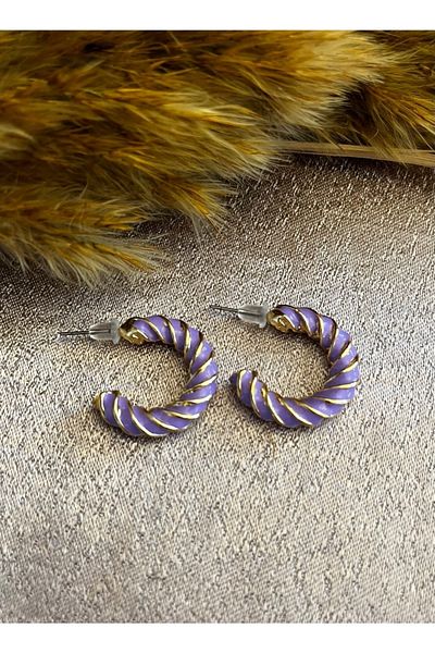 Markiz Takı Lilac Hoop Earrings Inner Diameter 1.5 Cm Outer Diameter 2.5 Cm