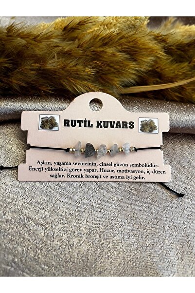 Markiz Takı سوار حبل المظلة الأسود مع أحجار الكوارتز الروتيل