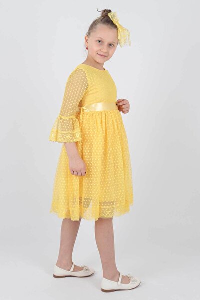 Ahenk Kids Kleid - Gelb - Gerüschter Saum