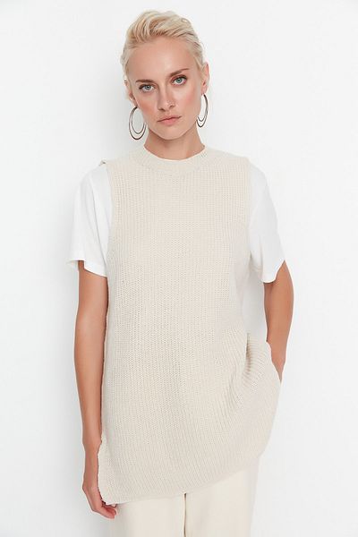 Trendyol Collection Strickweste - Beige - Regular Fit