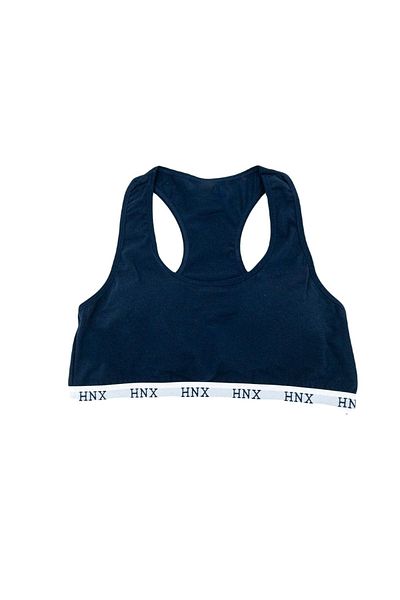HNX Navy Blue Cotton Elastic Cross Thick Strap Sports Women's Bustier