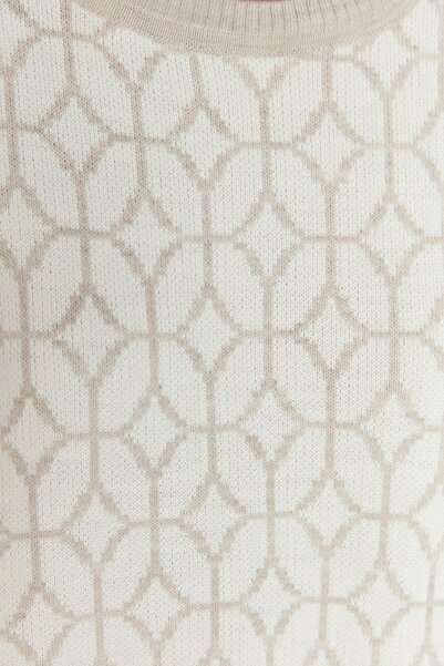 Trendyol Modest Beige Geometric Patterned Sweater-Pants Knitwear Set TCTAW23US00006