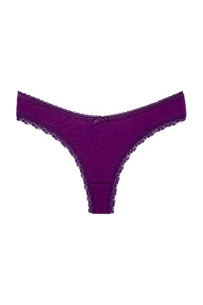 HNX 5-Piece Brazilian Women's Panties with Cotton Legs and Lace Detail on the Waist