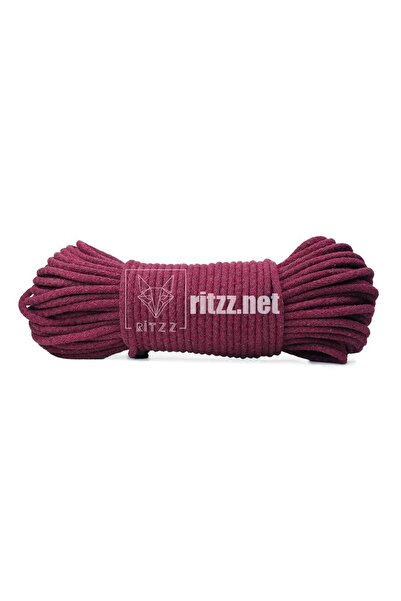 Ritzz حبل حبل قطني مملوء باللون الأحمر الداكن 025
