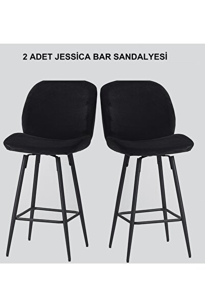 Pİ MOBİLYA 2 Adet Jessıca Ada Mutfak Ve Bar Sandalyesi - Bar Taburesi - Silin...