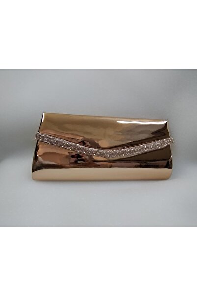 bsc حقيبة سهرة من الجلد اللامع باللون البرونزي اللامع